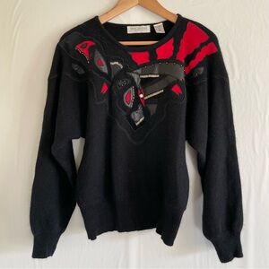 Vintage Dana Brooke Lambswool Black Sweater  Size M